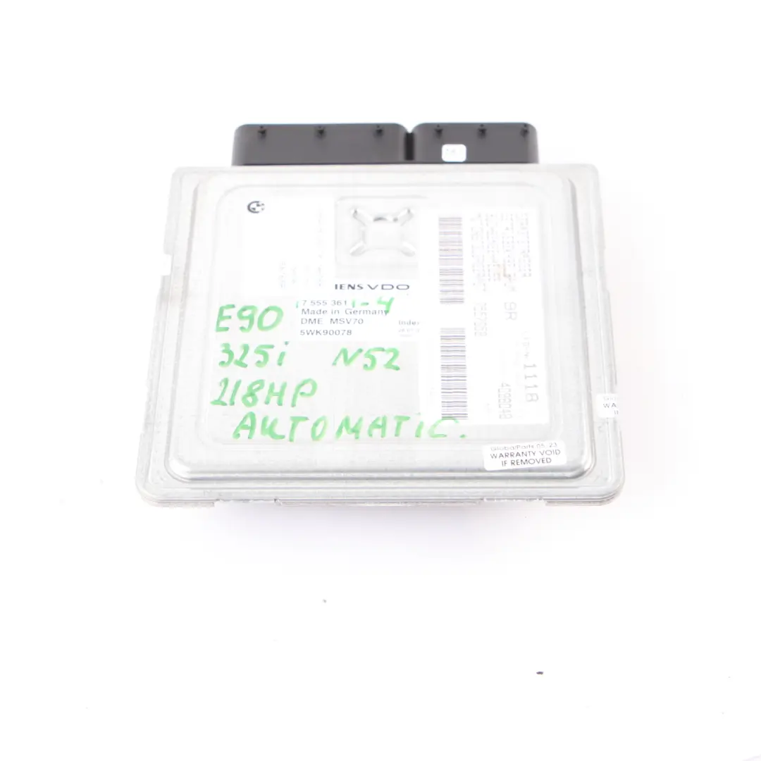 N52 325i 525i 218HP Engine Control Unit ECU DME Automatic to BMW E60 E90 E91 with Part number 7555361 BMW E60 E90 E91 N52 325i 525i 218HP Engine Control Unit ECU DME Automatic - SKU 7555361-4 - Part number 7555361