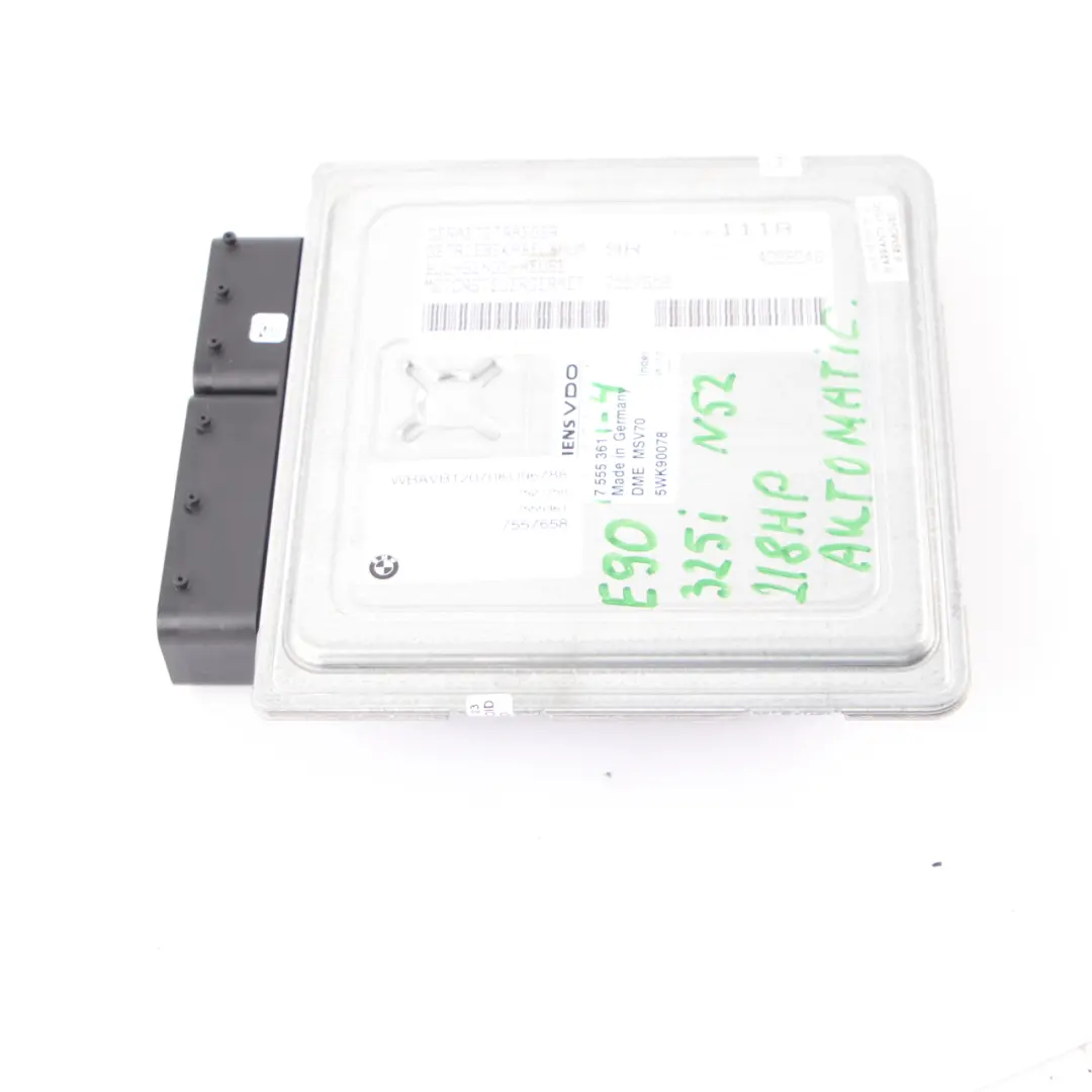 N52 325i 525i 218HP Engine Control Unit ECU DME Automatic to BMW E60 E90 E91 with Part number 7555361 BMW E60 E90 E91 N52 325i 525i 218HP Engine Control Unit ECU DME Automatic - SKU 7555361-4 - Part number 7555361