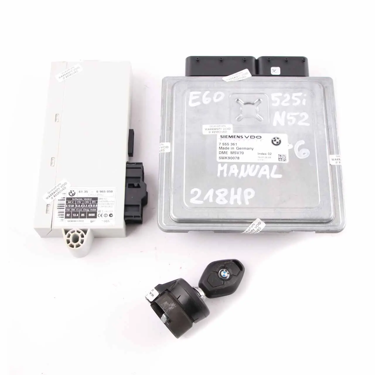 BMW E60 E61 525i N52 218HP Calculator Motor Kit DME 7555361 CAS2 Cheie Manual