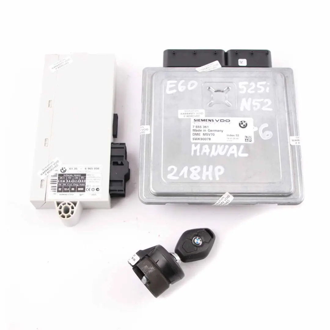 N52 218HP ECU Engine Kit DME CAS2 + Key Manual to BMW E60 E61 525i Petrol with Part number 7555361 BMW E60 E61 525i Petrol N52 218HP ECU Engine Kit DME CAS2 + Key Manual - SKU 7555361-6 - Part number 7555361