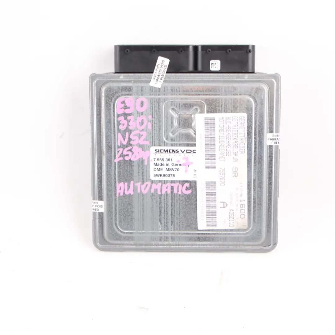 N52 ECU Kit DME CAS2 Key Automatic to BMW E60 E61 E90 E91 330i 530i Petrol with Part number 7555361 BMW E60 E61 E90 E91 330i 530i Petrol N52 ECU Kit DME CAS2 Key Automatic - SKU 7555361-7 - Part number 7555361