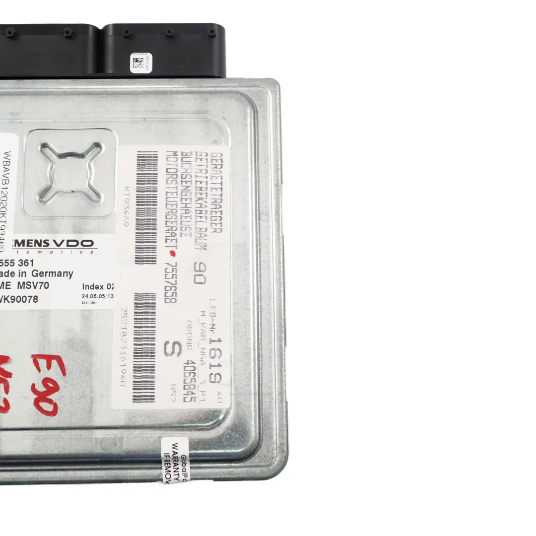 N52 325i ECU DME Sterownik Silnika do BMW E90 o numerze 7555361 BMW E90 N52 325i ECU DME Sterownik Silnika - SKU 7555361 - Numer Części 7555361