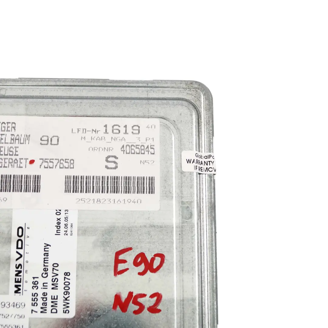 N52 325i 525i 218HP ECU DME Engine Control Unit Manual to BMW E60 E90 E91 with Part number 7555361 BMW E60 E90 E91 N52 325i 525i 218HP ECU DME Engine Control Unit Manual - SKU 7555361 - Part number 7555361