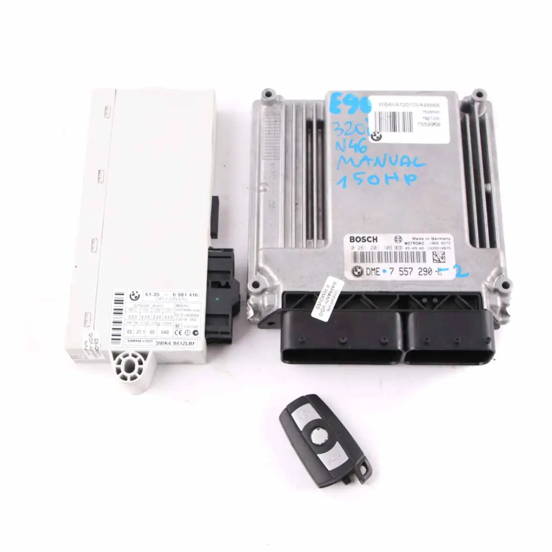 N46 150HP Engine ECU KIT DME CAS2 + Key 7557290 Manual to BMW E87 E90 120i 320i with Part number 7565301 BMW E87 E90 120i 320i N46 150HP Engine ECU KIT DME CAS2 + Key 7557290 Manual - SKU 7557290-2 - Part number 7565301