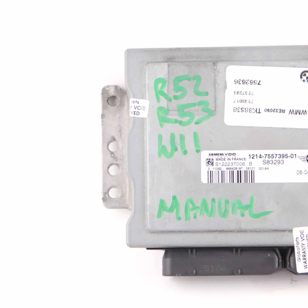 170HP Engine Control Unit ECU DME Manual Gearbox to MINI S R52 R53 W11 with Part number 7557395 MINI S R52 R53 W11 170HP Engine Control Unit ECU DME Manual Gearbox - SKU 7557395-15 - Part number 7557395