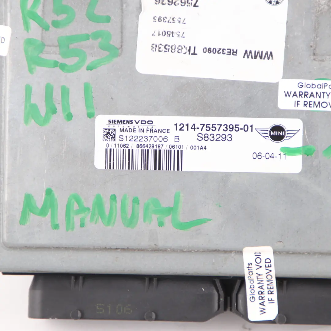 170HP Unité De Contrôle Du Moteur ECU DME pour MINI S R52 R53 W11 à propos du numéro de pièce 7557395 MINI S R52 R53 W11 170HP Unité De Contrôle Du Moteur ECU DME - SKU 7557395-15 - Numéro de pièce 7557395