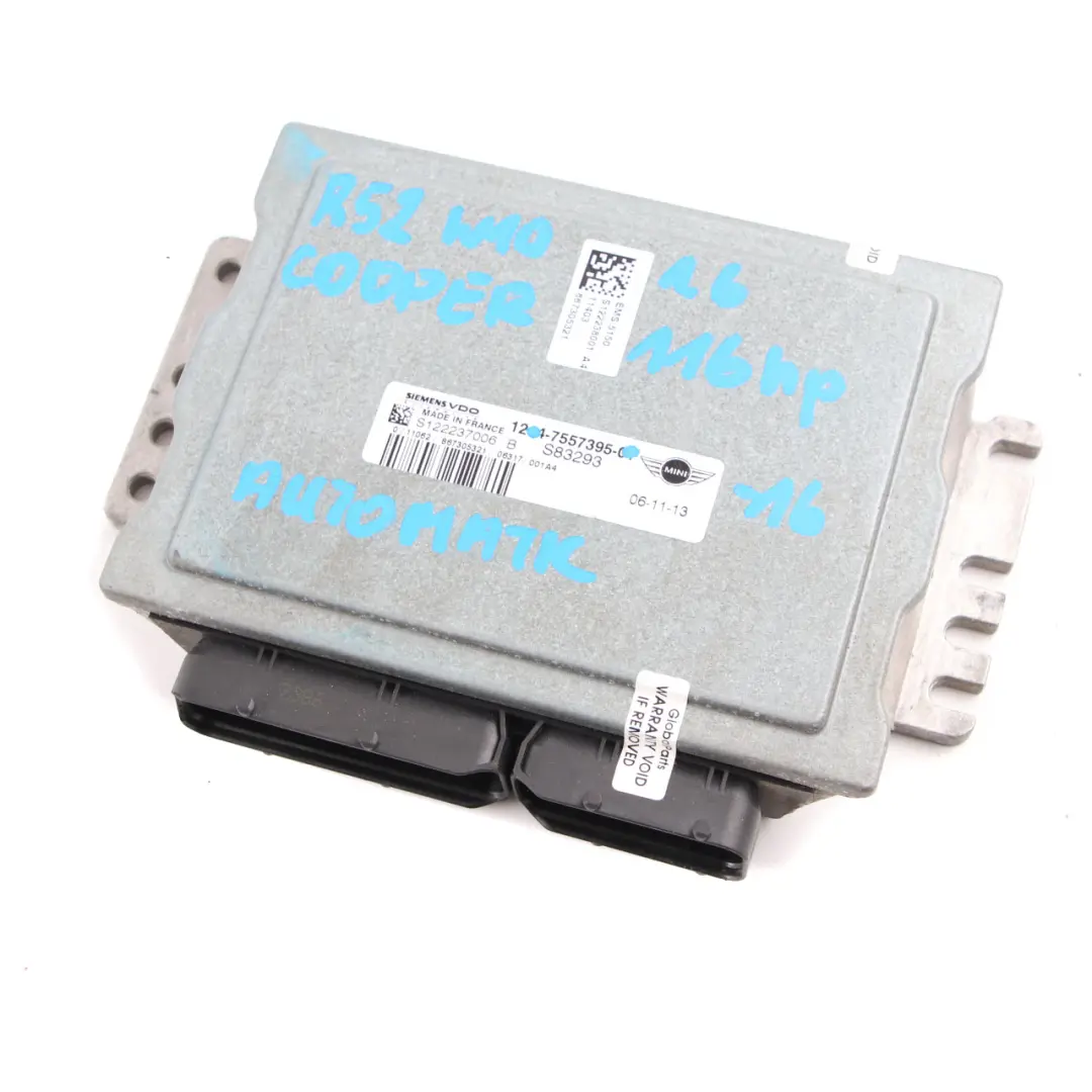 MINI Cooper R50 R52 W10 1.6 Petrol Engine Control Unit ECU DME Automatic - SKU 7557395-16 - Part number 7557395
