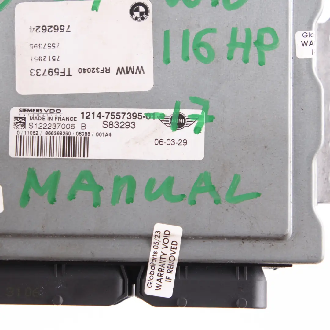 116HP Engine Control Unit ECU Kit DME + EWS + Key to Mini Cooper R50 W10 with Part number 7557395 Mini Cooper R50 W10 116HP Engine Control Unit ECU Kit DME + EWS + Key - SKU 7557395-17 - Part number 7557395