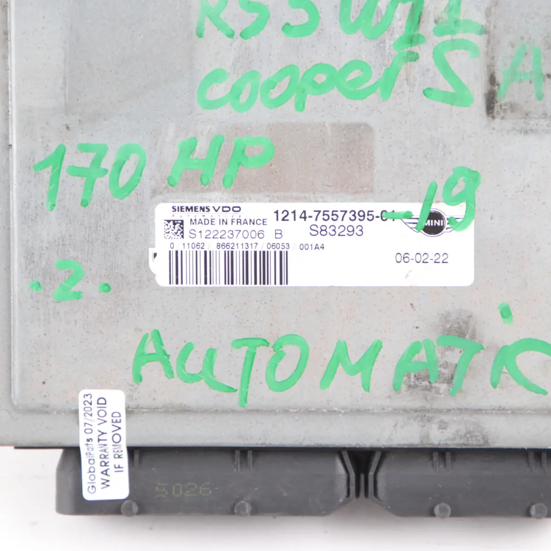 MINI Cooper S R52 R53 W11 170HP Engine ECU Kit DME EWS Keys Automatic - SKU 7557395-19 - Part number 7557395