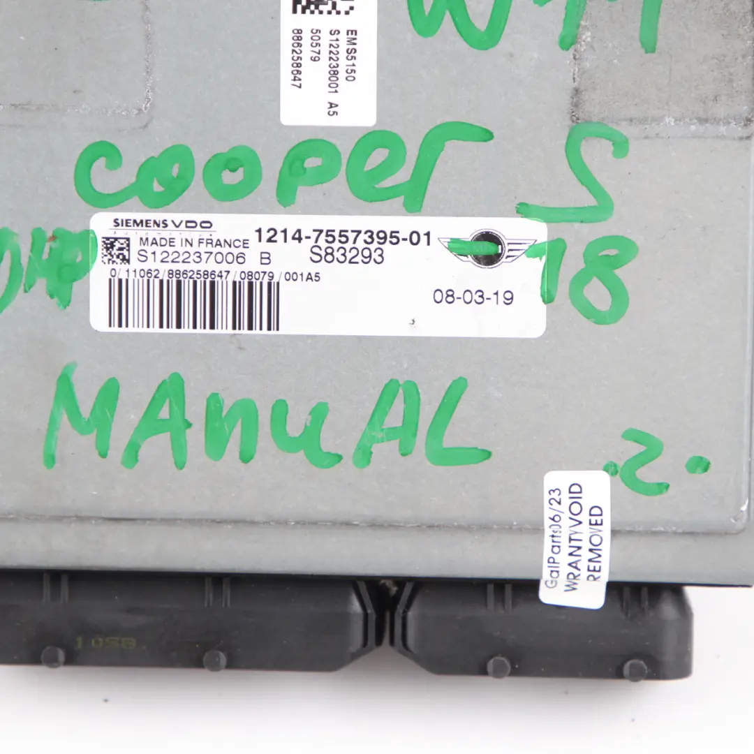 170HP Motor Kit ECU DME EWS Llave Manual para Mini Cooper S R52 R53 W11 con número de pieza 7557395 Mini Cooper S R52 R53 W11 170HP Motor Kit ECU DME EWS Llave Manual - SKU 7557395-1 - Número de pieza 7557395