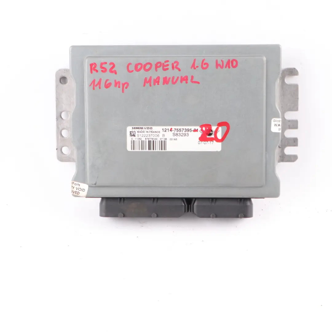 116HP Unité contrôle moteur Kit ECU DME EWS Clé pour Mini Cooper R50 W10 à propos du numéro de pièce 7557395 Mini Cooper R50 W10 116HP Unité contrôle moteur Kit ECU DME EWS Clé - SKU 7557395-20 - Numéro de pièce 7557395