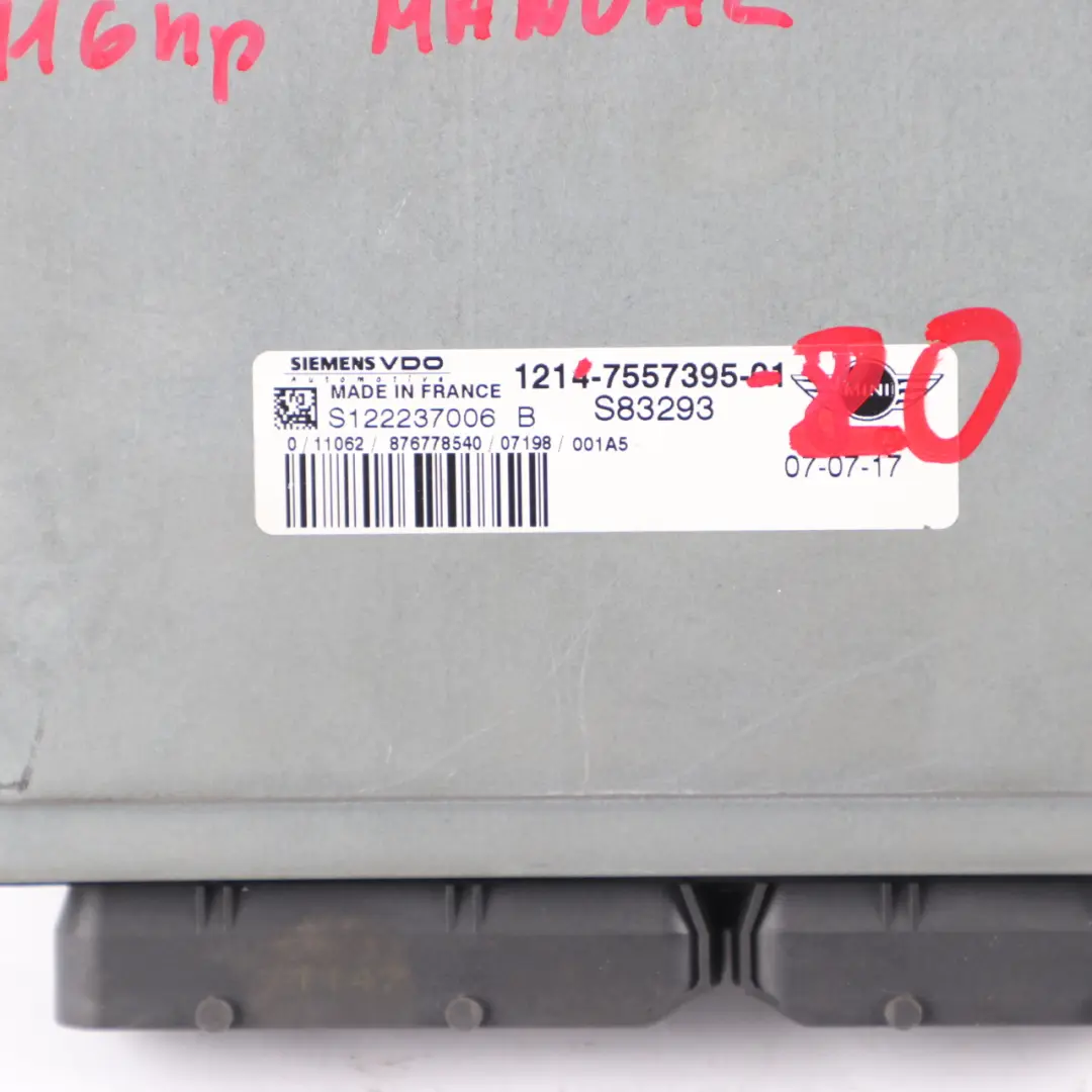 Mini Cooper R50 W10 116HP Unité contrôle moteur Kit ECU DME EWS Clé - SKU 7557395-20 - Numéro de pièce 7557395