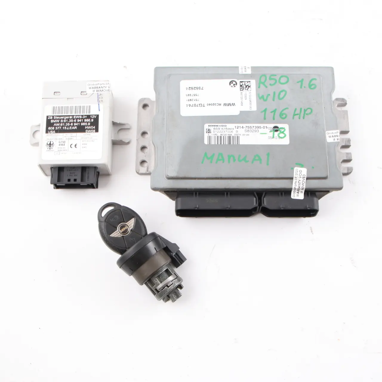 Mini Cooper R50 1.6 W10 116HP Kit ECU moteur DME EWS 2 Clés 7557395 Manuel