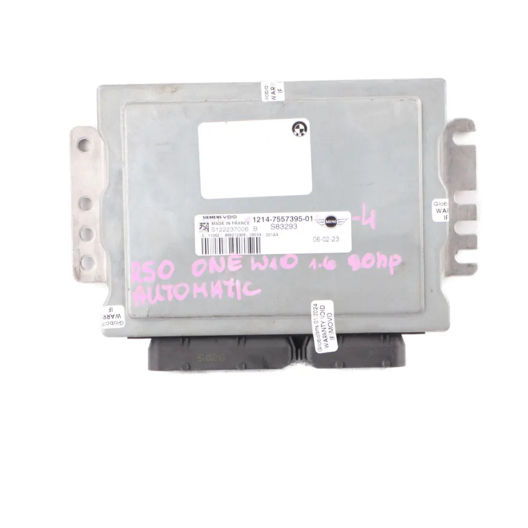 90HP Motore Unità controllo Modulo ECU Automatico per Mini R50 R52 W10 1.6 con numero di parte 7557395 Mini R50 R52 W10 1.6 90HP Motore Unità controllo Modulo ECU Automatico - SKU 7557395-4 - Numero di parte 7557395