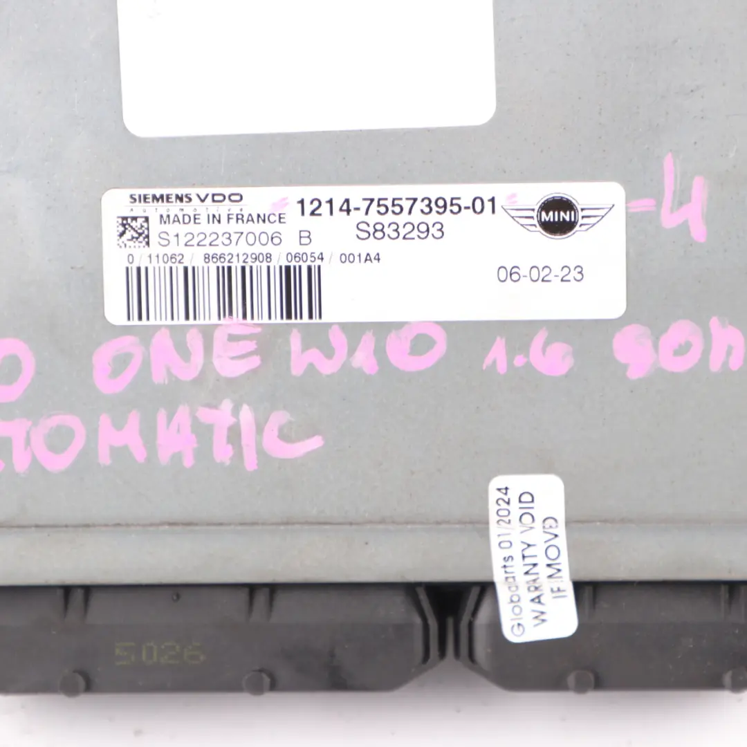 90HP Engine Control Unit ECU Module Automatic to Mini One R50 R52 W10 1.6 with Part number 7557395 Mini One R50 R52 W10 1.6 90HP Engine Control Unit ECU Module Automatic - SKU 7557395-4 - Part number 7557395