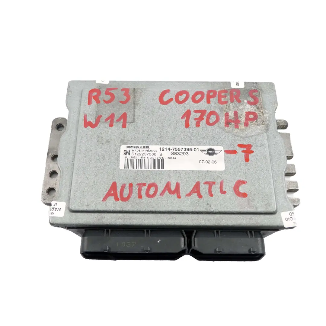 170CV Unidad De Control del Motor ECU DME Automatico para Mini R52 R53 W11 con número de pieza 7557395 Mini R52 R53 W11 170CV Unidad De Control del Motor ECU DME Automatico - SKU 7557395-7 - Número de pieza 7557395