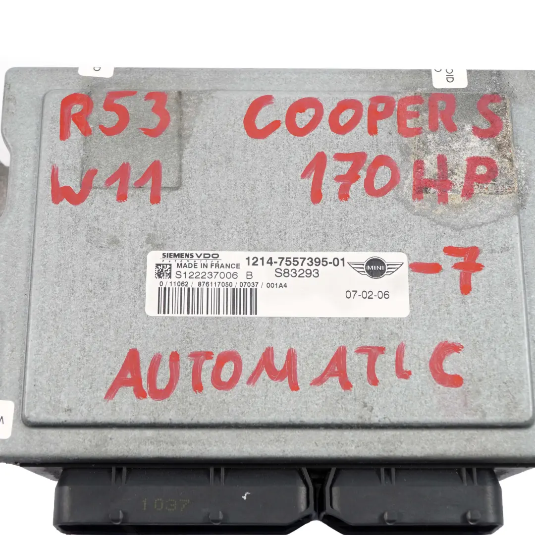 Mini R52 R53 W11 170CV Unidad De Control del Motor ECU DME Automatico - SKU 7557395-7 - Número de pieza 7557395