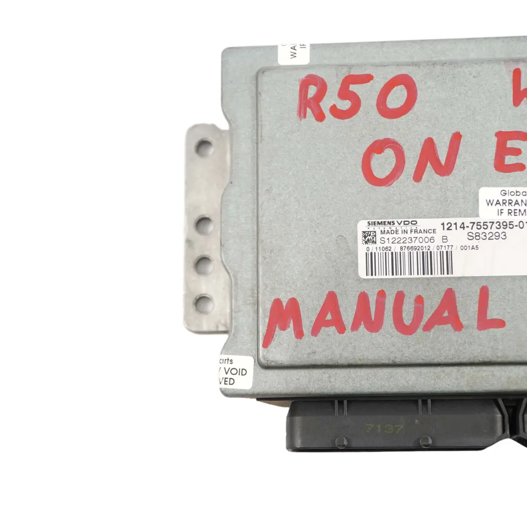 90HP Engine Control Unit ECU Module DME EWS Manual pour MINI One R50 R52 W10 à propos du numéro de pièce 7557395 MINI One R50 R52 W10 90HP Engine Control Unit ECU Module DME EWS Manual - SKU 7557395-8 - Numéro de pièce 7557395