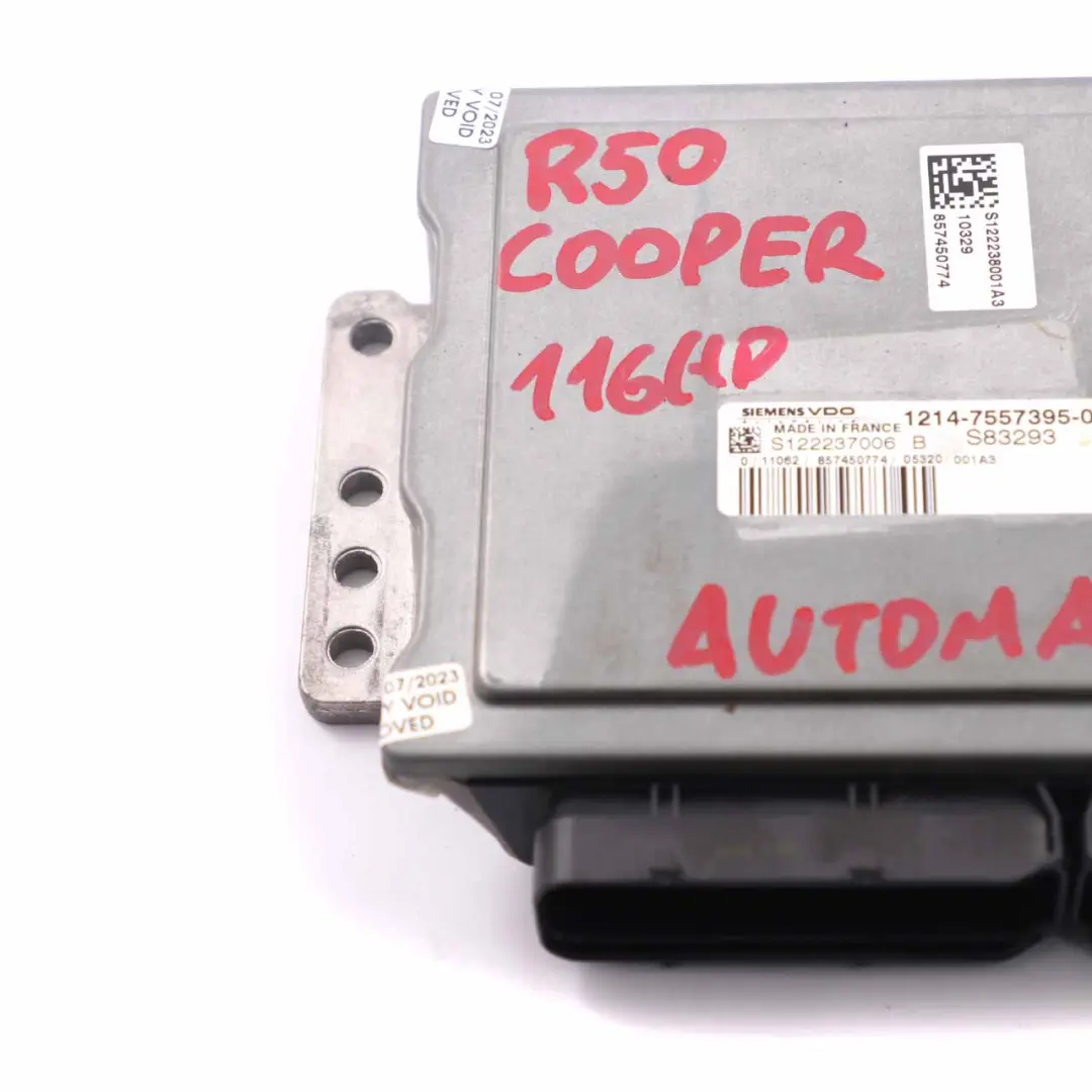 Control Unit ECU DME Automatic to MINI Cooper R50 R52 W10 1.6 Petrol Engine with Part number 7557395 MINI Cooper R50 R52 W10 1.6 Petrol Engine Control Unit ECU DME Automatic - SKU 7557395-9 - Part number 7557395