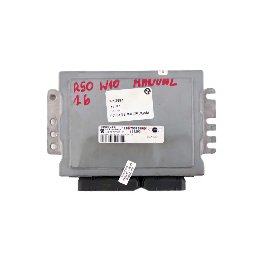 Mini Cooper R50 R52 W10 1.6 Komputer Sterownik Silnika ECU DME - SKU 7557395 - Numer Części 7557395