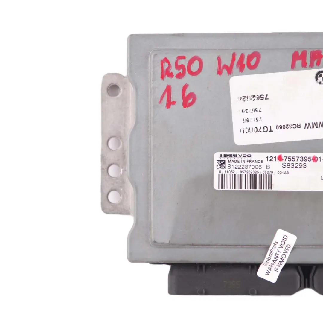 Benzin W10 1.6 Grund Steuergerät DME für Mini Cooper R50 R52 mit Teilenummer 7557395 Mini Cooper R50 R52 Benzin W10 1.6 Grund Steuergerät DME - SKU 7557395 - Teilenummer 7557395