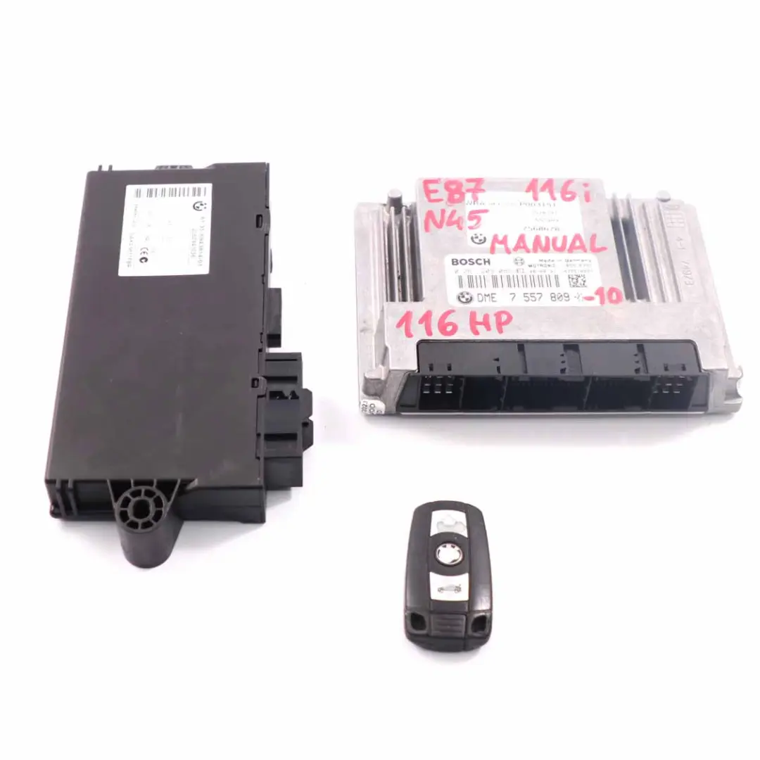 N45 116i 316i Petrol ECU Kit DME + CAS 3 + Key Manual to BMW E87 E90 with Part number 7557809 BMW E87 E90 N45 116i 316i Petrol ECU Kit DME + CAS 3 + Key Manual - SKU 7557809-10 - Part number 7557809