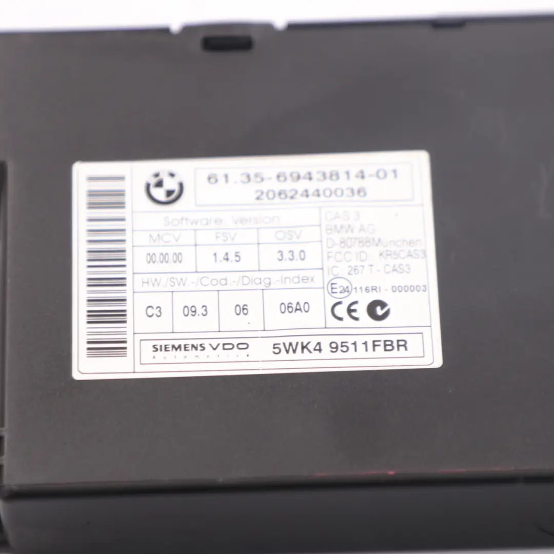 BMW E87 E90 N45 116i 316i Kit ECU Essence DME CAS 3 Manuel Clé - SKU 7557809-10 - Numéro de pièce 7557809