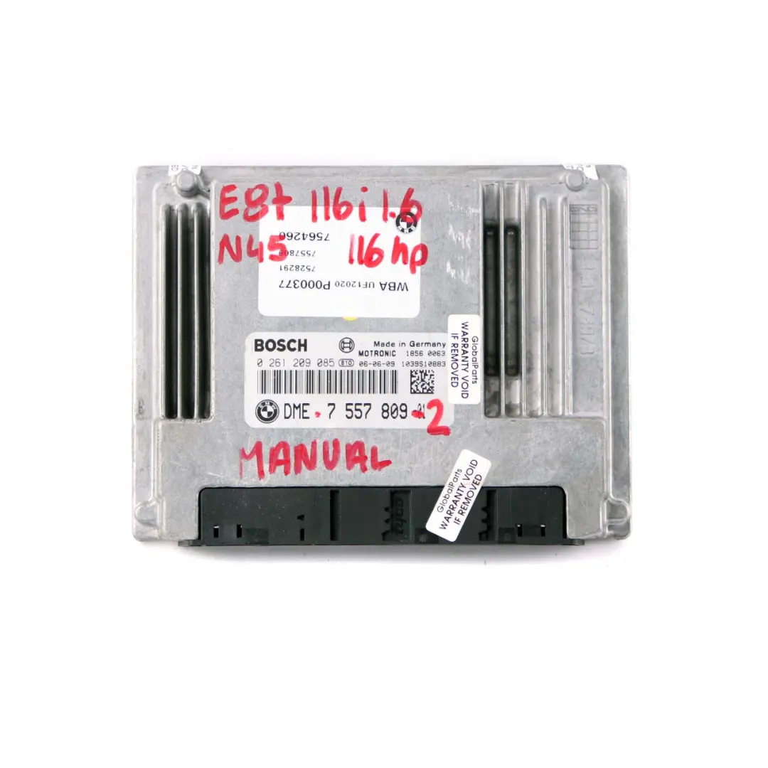 BMW E87 E90 116i 316i Petrol Engine N45 ECU Kit DME + CAS2 + Key Manual - SKU 7557809-2 - Part number 7557809