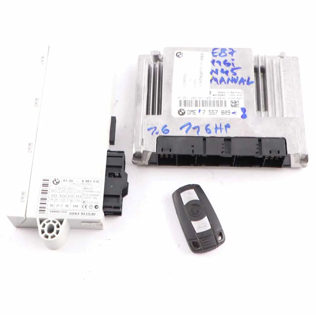 BMW E87 E90 N45 116i 316i Gasolina ECU Kit DME 7557809 CAS Llave Manual