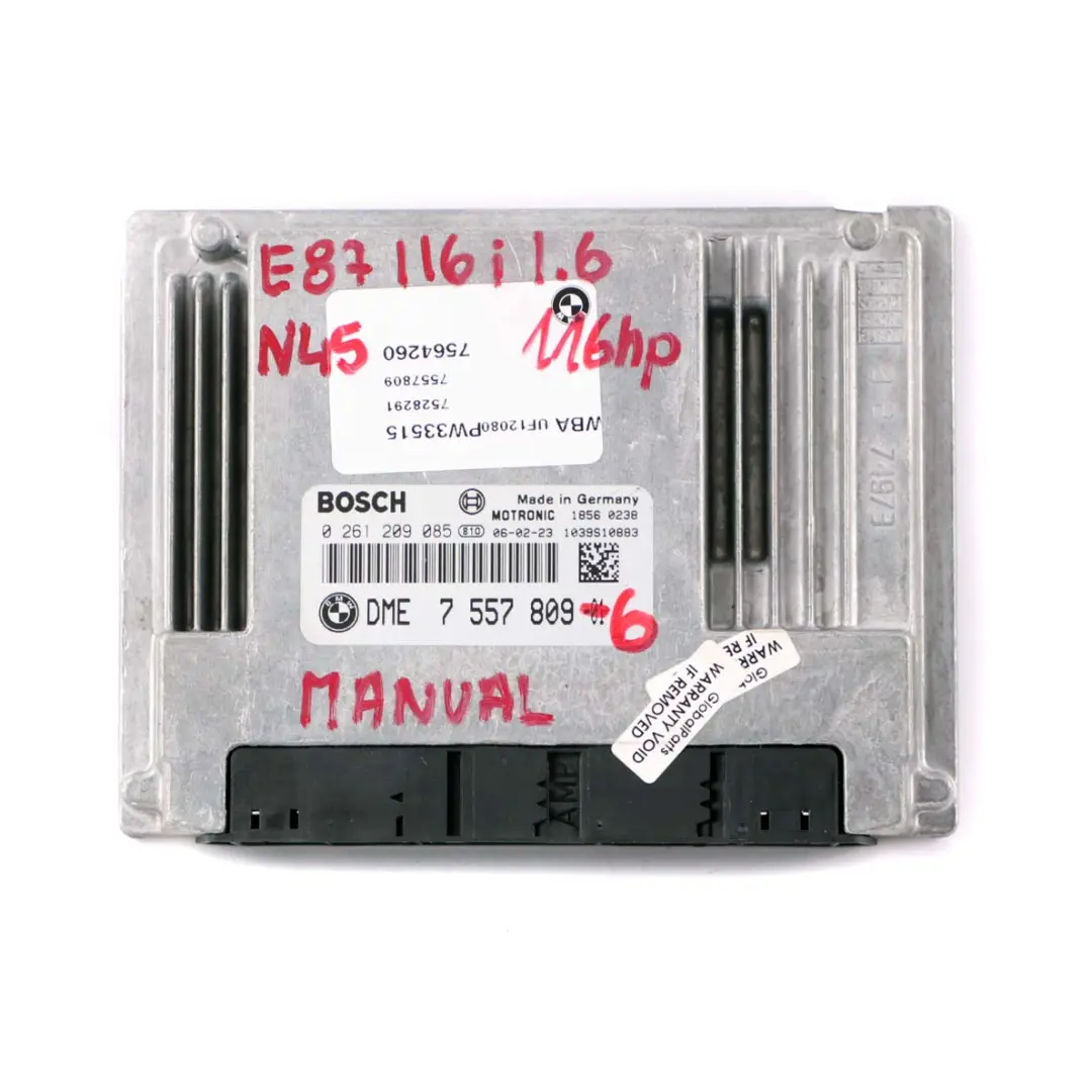 N45 116HP Engine ECU KIT DME CAS2 2 Keys Manual to BMW E87 116i E90 316i with Part number 7557809 BMW E87 116i E90 316i N45 116HP Engine ECU KIT DME CAS2 2 Keys Manual - SKU 7557809-6 - Part number 7557809