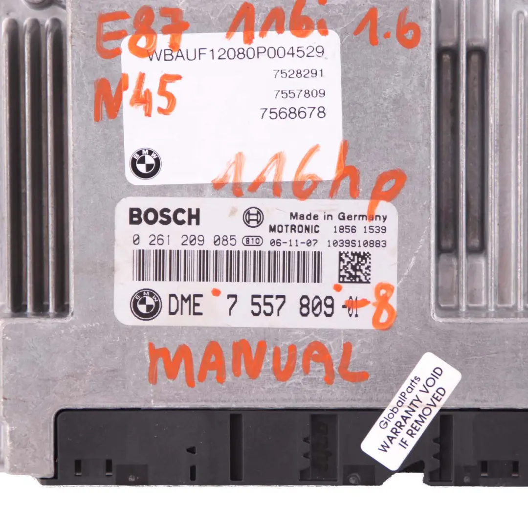 N45 116i 316i Petrol ECU Kit DME + CAS 3 + Key Manual to BMW 1 3 E87 E90 with Part number 7557809 BMW 1 3 E87 E90 N45 116i 316i Petrol ECU Kit DME + CAS 3 + Key Manual - SKU 7557809-8 - Part number 7557809
