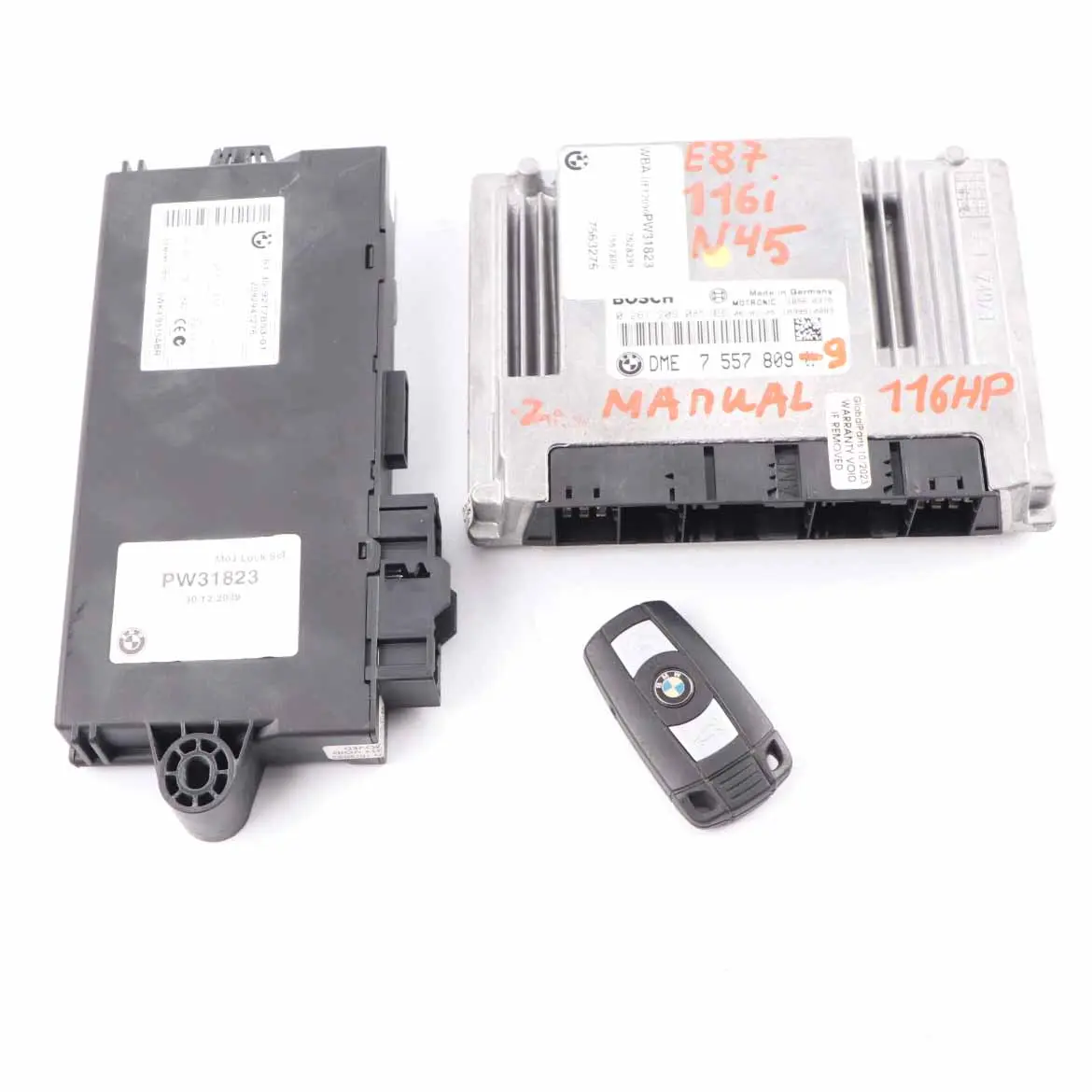 BMW E87 E90 N45 116i 316i 116HP Petrol ECU Kit DME 7557809 + CAS 3 + Key Manual