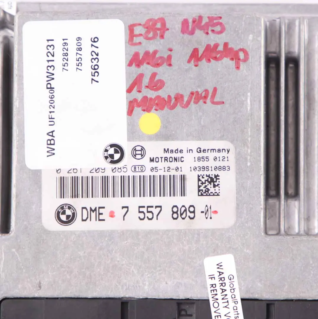 N45 116i 316i 1.6 Benzin Motor ECU DME Schaltgetriebe BMW E87 E90 - SKU 7557809 - Teilenummer 7557809