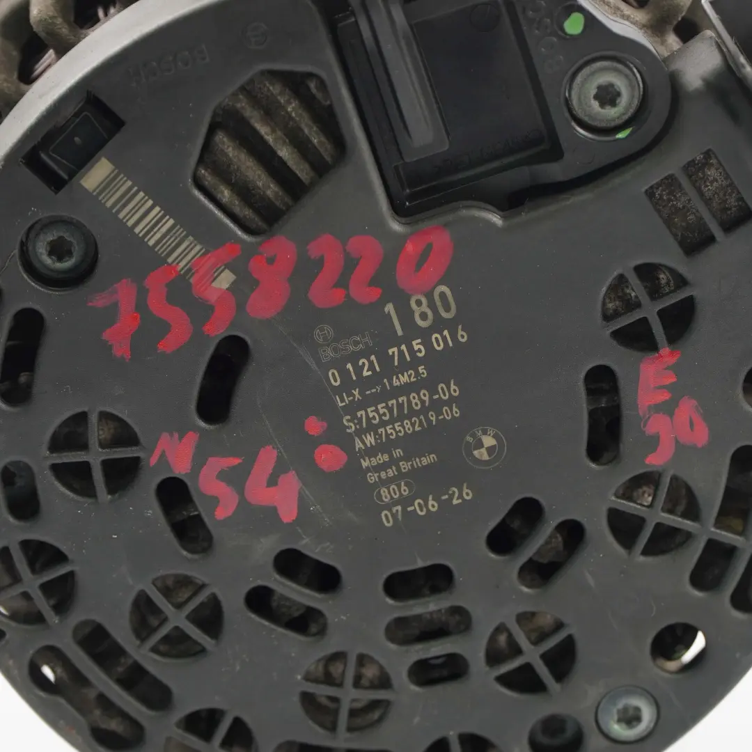 BMW 1 3 E82 E90 E91 E92 N54 135i 335i Alternator Generator 180A - SKU 7558220 - Part number 7558220