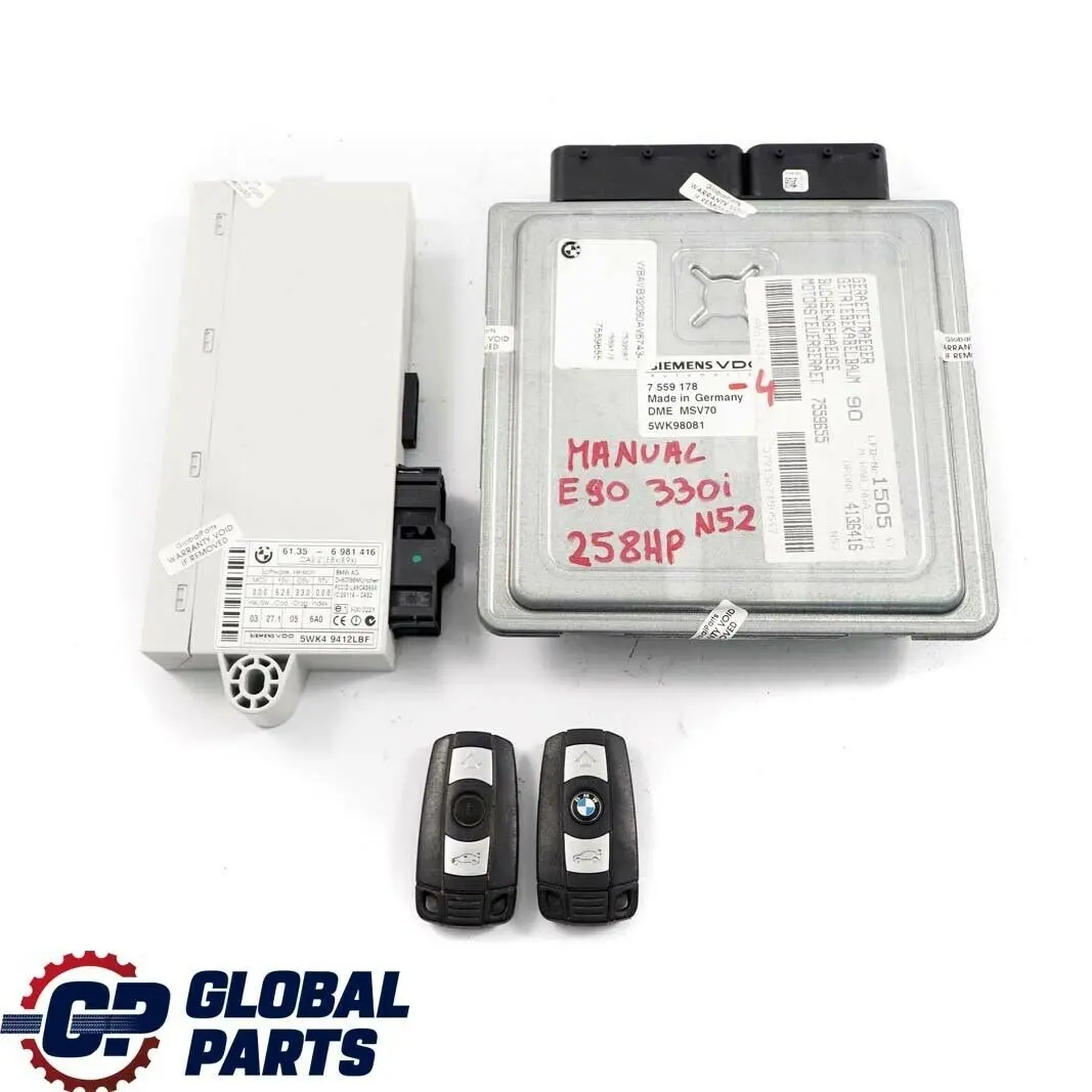 BMW E60 E90 E91 330i 530i Motor N52 ECU Kit DME 7559178 CAS2 + 2 Llaves Manual