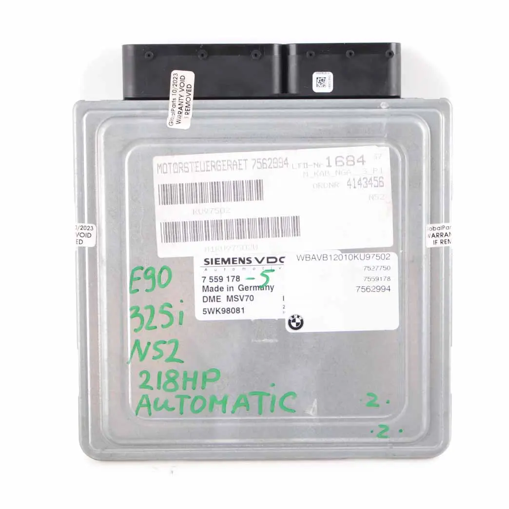 BMW E60 525i E90 E91 325i N52 Engine ECU Kit DME CAS2 + Key Automatic - SKU 7559178-5 - Part number 7559178