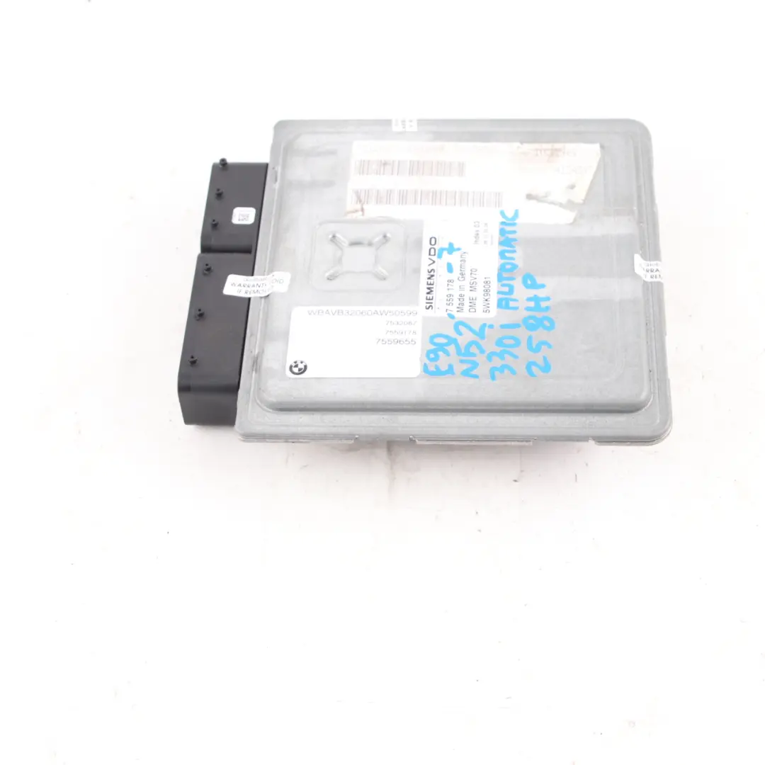 N52 Engine Control Module ECU DME Automatic to BMW E60 530i E90 E91 330i with Part number 7559178 BMW E60 530i E90 E91 330i N52 Engine Control Module ECU DME Automatic - SKU 7559178-7 - Part number 7559178