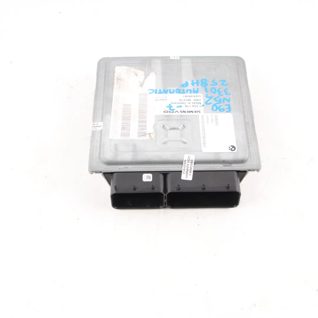 N52 Engine Control Module ECU DME Automatic to BMW E60 530i E90 E91 330i with Part number 7559178 BMW E60 530i E90 E91 330i N52 Engine Control Module ECU DME Automatic - SKU 7559178-7 - Part number 7559178