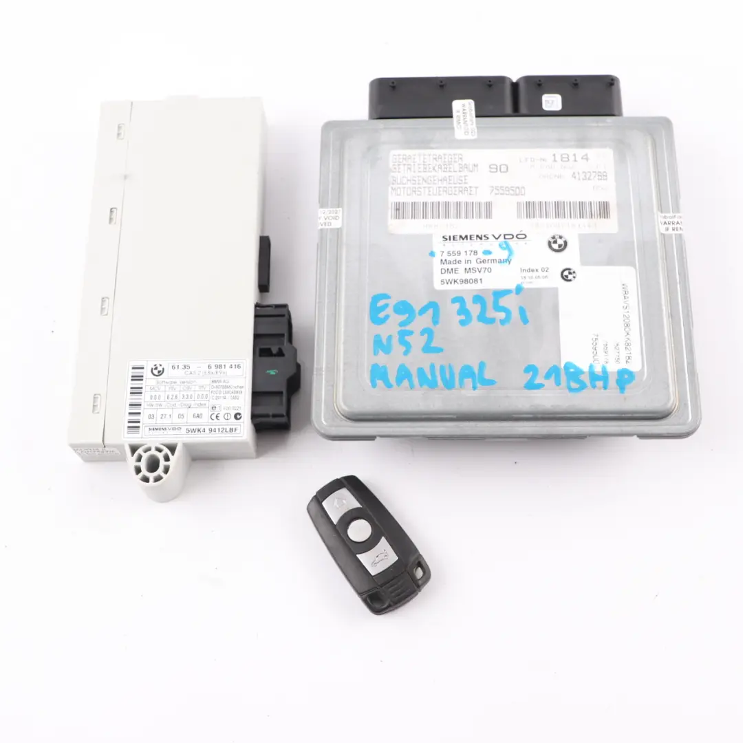 N52 218HP Engine ECU Kit DME CAS2 + Key Manual to BMW E60 E90 E91 325i 525i with Part number 7559178 BMW E60 E90 E91 325i 525i N52 218HP Engine ECU Kit DME CAS2 + Key Manual - SKU 7559178-9 - Part number 7559178