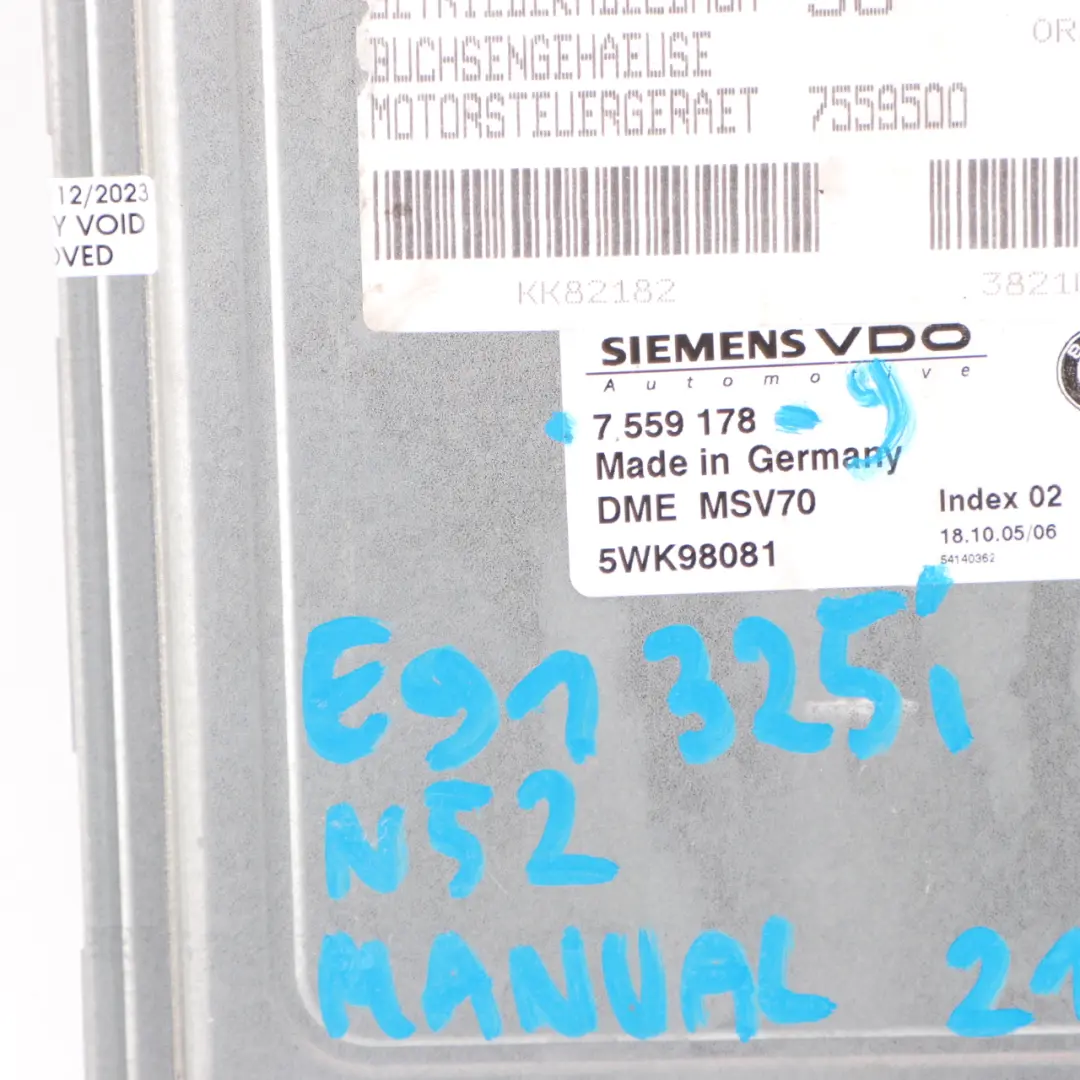 BMW E60 E90 E91 325i 525i N52 218HP Engine ECU Kit DME CAS2 + Key Manual - SKU 7559178-9 - Part number 7559178