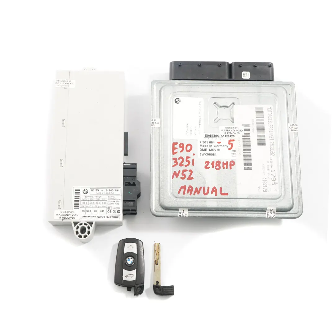 N52 218HP Motor Kit ECU DME CAS2 Clave Manual para BMW E60 E90 325i 525i con número de pieza 7561684 BMW E60 E90 325i 525i N52 218HP Motor Kit ECU DME CAS2 Clave Manual - SKU 7561684-5 - Número de pieza 7561684