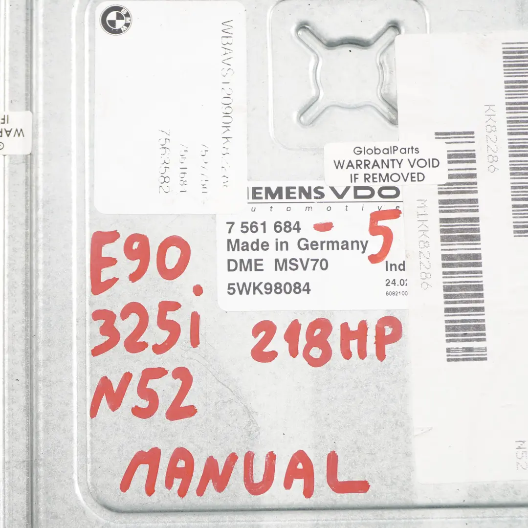 N52 218PS Motor ECU Kit DME CAS2 Schlüssel für BMW E60 E90 325i 525i mit Teilenummer 7561684 BMW E60 E90 325i 525i N52 218PS Motor ECU Kit DME CAS2 Schlüssel - SKU 7561684-5 - Teilenummer 7561684