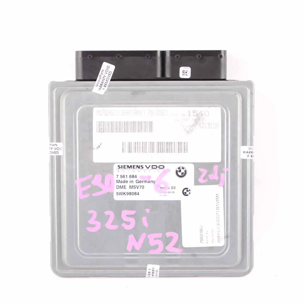BMW E60 E90 325i 525i N52 218CP Calculator Motor ECU DME 7561684 Manual
