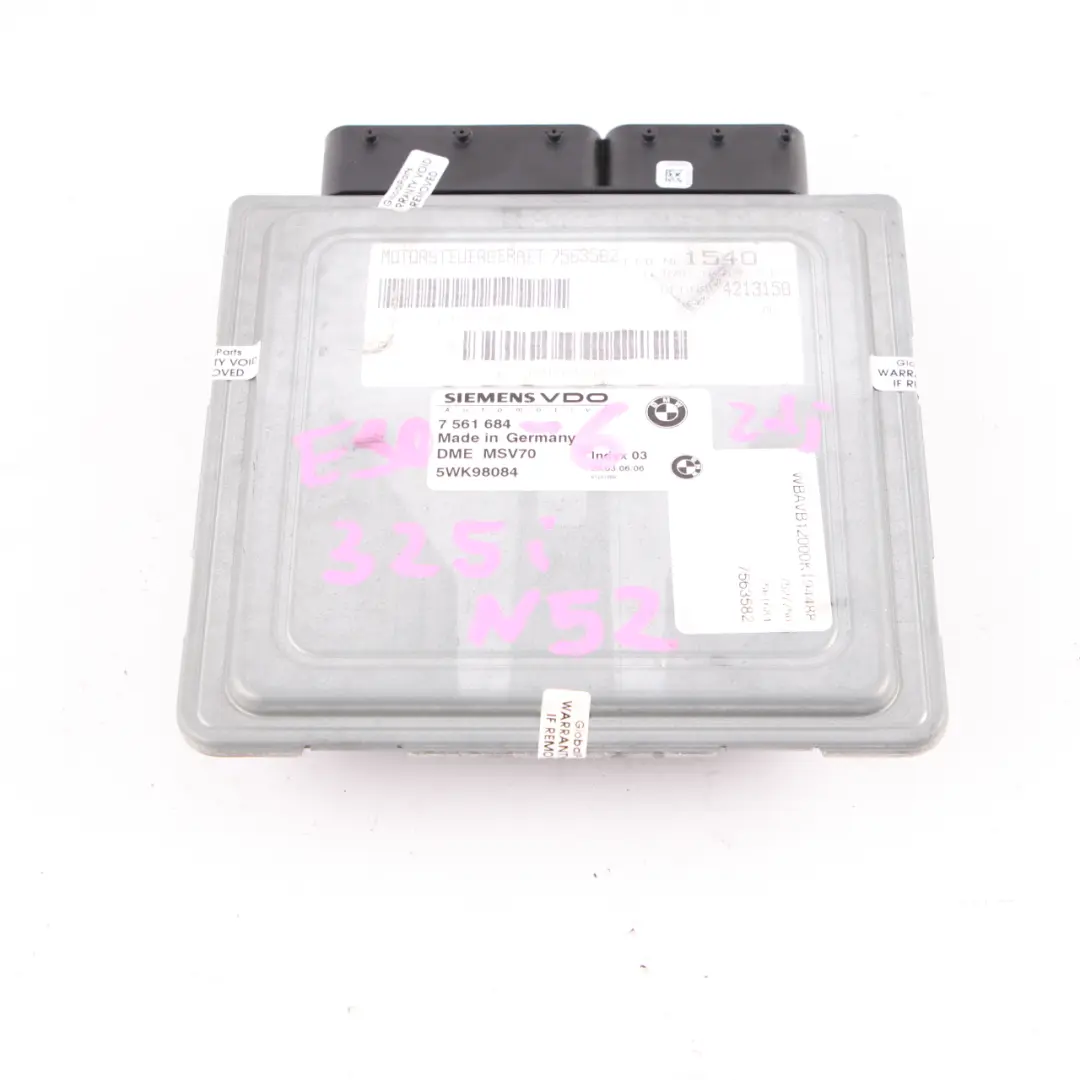 N52 218HP Engine ECU Control Unit DME Manual to BMW E60 E90 325i 525i with Part number 7561684 BMW E60 E90 325i 525i N52 218HP Engine ECU Control Unit DME Manual - SKU 7561684-6 - Part number 7561684