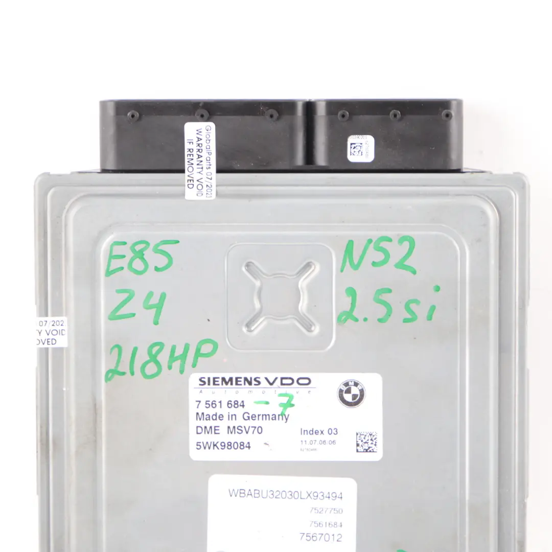 BMW E85 2.5Si N52 218HP Unité Contrôle Du Moteur ECU DME Pour Manuel - SKU 7561684-7 - Numéro de pièce 7561684