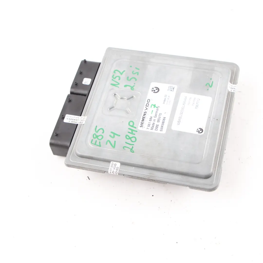 BMW Z4 E85 2.5si N52 218HP Engine ECU Control Unit DME Manual - SKU 7561684-7 - Part number 7561684