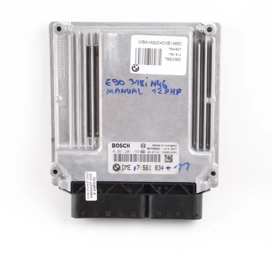 BMW E87 E90 E91 118I 318I N46 129HP ECU KIT DME CAS2 Clé Manuel - SKU 7561834-11 - Numéro de pièce 7561834
