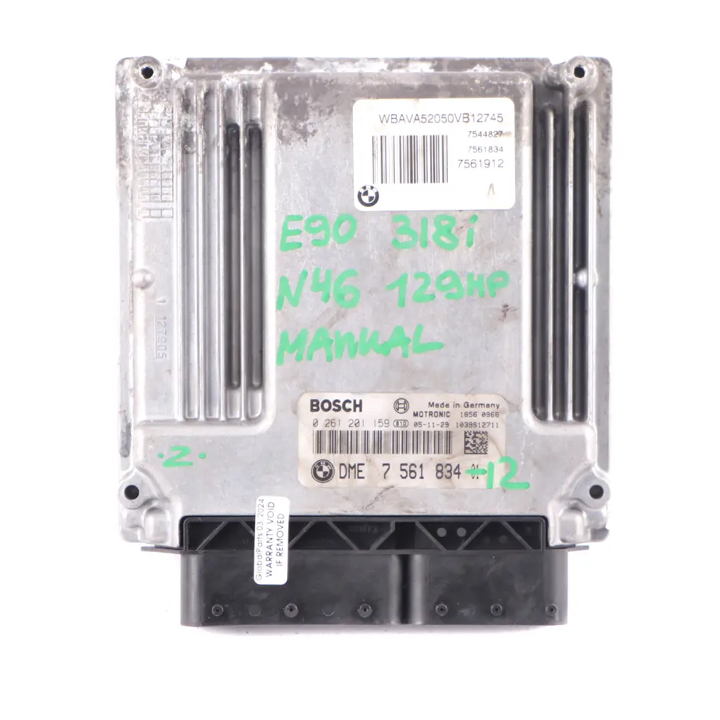 BMW E87 E90 N46 118i 318i 129HP ECU Modulo Motore KIT DME CAS2 Chiave - SKU 7561834-12 - Numero di parte 7561834