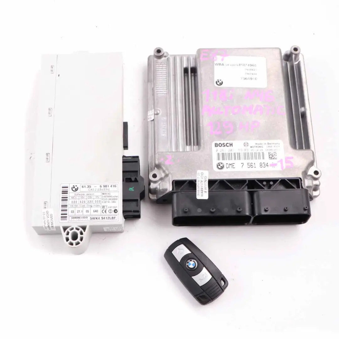 BMW E87 E90 E91 118i 318i N46 129HP ECU Unit KIT DME CAS2 Key Automatic - SKU 7561834-15 - Part number 7561834