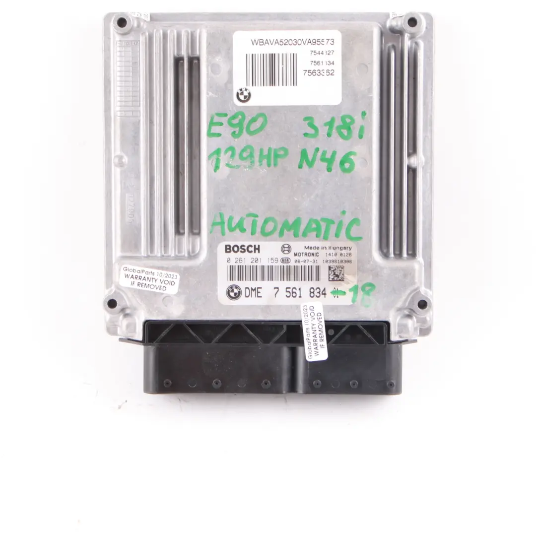 N46 129KM Sterownik Komputer ECU DME Automat do BMW E87 E90 118i 318i o numerze 7561834 BMW E87 E90 118i 318i N46 129KM Sterownik Komputer ECU DME Automat - SKU 7561834-18 - Numer Części 7561834